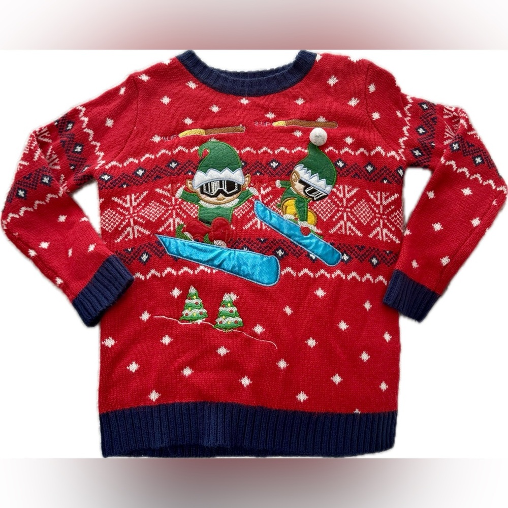 Holiday Time Red and Blue Knit Sweater